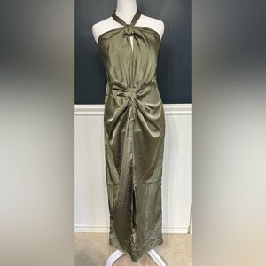 SHEIN Olive Satin Maxi Dress